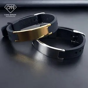 Regali di promozione del Logo personalizzato all'ingrosso braccialetto di gomma economico braccialetto di Silicone nero da uomo classico