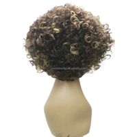 Nouveautés Perruque complète synthétique premium résistante à la chaleur, sans colle, style Afro Poff Kinky Curly Body Wave, coupe courte bob, pour femmes noires
