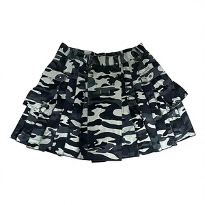 Men's <b>Camouflage</b> Pleated Kilt With <b>Cargo</b> Pockets And Adjustable Straps In Polyester Material For Adults - Product Image 1