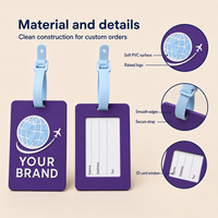Etiqueta de Equipaje de PVC Suave Personalizada OEM, Impermeable, para Maletas, con Porta Identificación, Regalo Promocional