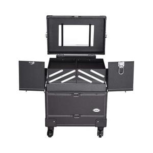 Aluminum Hard Professional Trolley Nail Polish Cosmetic Display <strong>Makeup</strong> <strong>case</strong> Box <strong>on</strong> <strong>Wheels</strong> With Lock Brake - Product Image 1