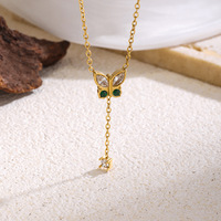 Collier en acier inoxydable plaqué or 18 carats avec pendentif papillon exquis incrusté de zircon, en titane, unique et tendance pour femme