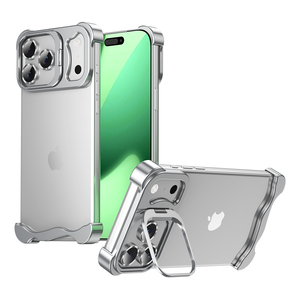 Coque de téléphone antichoc en métal sans cadre avec support d'objectif et dissipation thermique, compatible avec les téléphones 17 Air, 17, 16, 15, 14 Pro Max - Product Image 1
