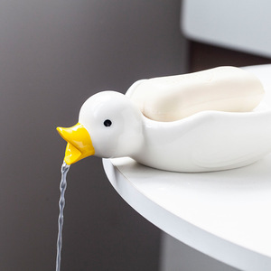 Ceramic Duck <b>Soap</b> <b>Dish</b> With Drainage Home Office Decorative <b>Soap</b> <b>Holder</b> Contemporary Animal Shape Design - Product Image 4