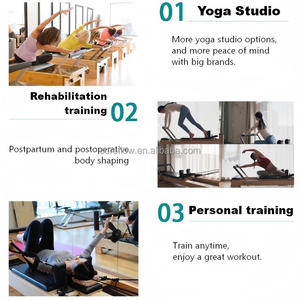 Machine de Pilates Reformer en bois de chêne avec cadre pliable et roues de transport, machine de Pilates Reformer classique pour les salles de sport - Product Image 5
