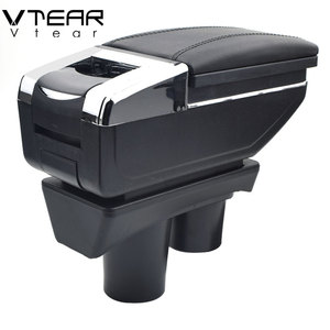 Vtear pour <span class=keywords><strong>Peugeot</strong></span> <span class=keywords><strong>301</strong></span> Accoudoir en cuir avec boîte de rangement centrale, surpiqûres rouges, accessoires intérieurs de voiture en ABS, 12-16 - Product Image 5