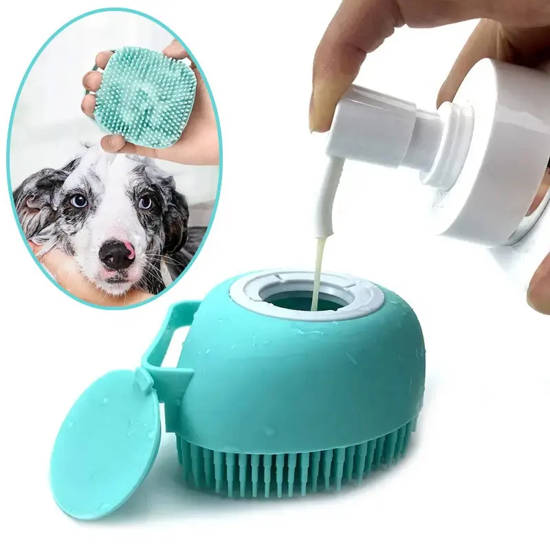 Brosses de bain pour animaux de compagnie Massage shampooing distributeur chien toilettage Silicone brosse de douche Portable chien douche brosse de Massage