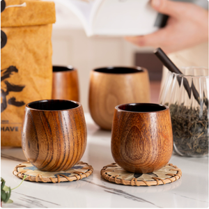 Gobelet à bière <span class=keywords><strong>en</strong></span> <span class=keywords><strong>bois</strong></span> de jujube de style japonais, grand ventre, carbonisé - Product Image 5