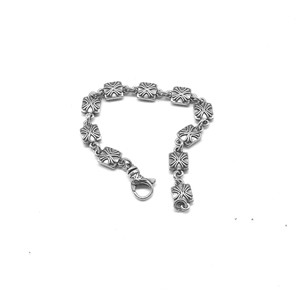 yunnique Tibetan Silver Square <b>Cross</b> Bracelet Unisex Geometric <b>Chain</b> Jewelry For <b>Men</b> And Women - Product Image 3