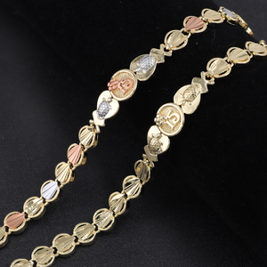 Pulsera de Cadena de Tenis H802 para Mujer, Diseño de la Suerte Número 15, Chapada en Oro de <span class=keywords><strong>14K</strong></span> y 18K, Joyería Geométrica de Bronce Relleno de Oro para Cristianos - Product Image 3