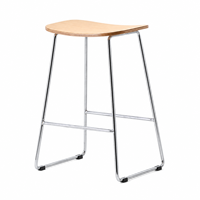 Tabouret de bar commercial moderne en bois massif avec base en métal argenté pour restaurant, café, hôtel - Vente en gros