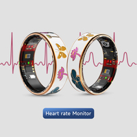 Bague connectée élégante en acier inoxydable émaillé avec télécommande sans fil, suivi d'activité, surveillance de la santé, réveil et contrôle par application