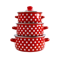 Cocotte Émaillée Épaissie 16/18/20 CM, Ensemble de Marmites Émaillées Ménagères, Faitout à Soupe à Pois