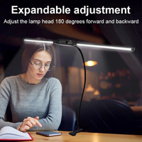 Lampe de bureau LED moderne en ABS à clipser, 3 modes de couleur, 10 niveaux de luminosité, protection oculaire, lampe de lecture flexible avec pince
