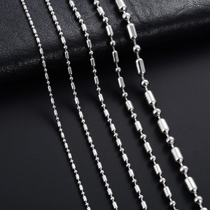 Collier tendance en acier inoxydable avec perles, chaîne de cou en bambou pour hommes et femmes, non décolorant, ras-du-cou couleur argent, bijoux en métal - Product Image 3