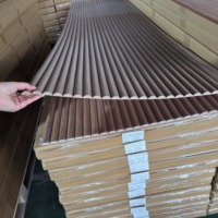Panneau mural en MDF plaqué bois imprimé en 3D, panneau acoustique décoratif en forme de vague, lamelles bouclées flexibles, décoration murale incurvée légère