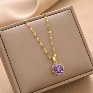 Venta al por mayor de moda popular 18K chapado en oro rosa de oro de acero inoxidable de la joyería colgante de cadena collares para las mujeres - Product Image 4
