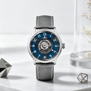 Montre-bracelet mécanique de luxe à tourbillon squelette rond, bracelet en acier 316L, verre saphir, étanche 5 ATM, logo personnalisé - Product Image 3