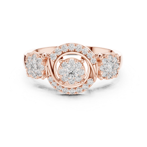 Bague en or rose sertie de diamants, bijou élégant et brillant pour femmes, idéale pour un mariage, une fiançaille, un cadeau ou un usage quotidien - Product Image 4