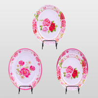 Assiette ovale en mélamine à motif floral pivoine classique personnalisé, OEM, taille sur mesure, anti-chute, pour la restauration, exportation à l'étranger.
