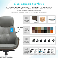 Fauteuil de bureau de direction ergonomique en cuir avec base en aluminium, capitonnage boutonné et coussin de siège à bordure structurée, emballé en boîte