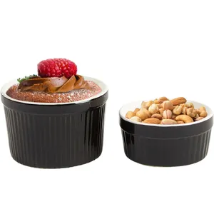 Wholesale 6 Pack Ceramic Ramekins Sets for Pudding Souffle Creme Brulee Dessert Snack Serving Bowls Oven Safe