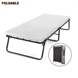 Health Protection Metal Folding Bed Frame Foldable Space Saving Single Metal portable Folding Beds Wholesale