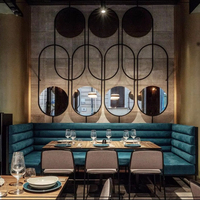 Ensemble de meubles commerciaux pliables pour restaurant moderne, avec banquettes privées, canapé de salle à manger et table et chaises en bois, 4 places