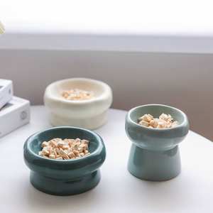 नए पर्यावरण के अनुकूल सिरेमिक कुत्ते बिल्ली फ़ीड कटोरे उच्च पैर ऊंचा उठाया डिजाइन ठोस पालतू कटोरा धीमी फीडर - Product Image 6