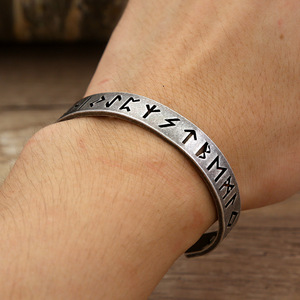 yunnique Stainless Steel Men's Bracelet Antique Black Hollow Letter Design Retro Style Gift Jewelry - Product Image 2