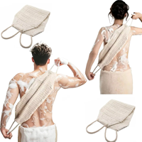 Éponge exfoliante naturelle en sisal et ramie pour la douche avec poignée, éponge pour le dos, éliminateur de peaux mortes, outil de spa pour une peau éclatante