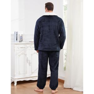 Conjunto de Pijamas para Hombre, Invierno, Cálido, Felpa Coral, Manga Larga, Ropa de Dormir Suave, 2 Piezas - Product Image 5