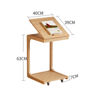 Toptan Modern <span class=keywords><strong>C</strong></span> Şekilli Ahşap Sehpa, Ev Oturma Odası Mobilyaları için Ayarlanabilir Döner Tekerleğiyle Kanepe Yan Sehpası - Product Image 2