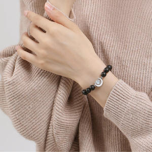 Bracelets de lune en pierre naturelle délicate cadeau de fête des mères pendentif coeur en pierre de zèbre rose bracelet de carte bijoux pour maman - Product Image 4