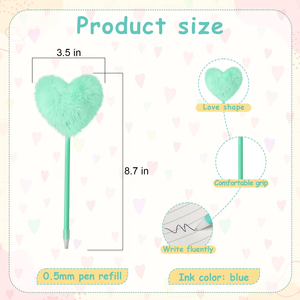 Coloré décoratif mode belle mignon coeur forme en peluche gonflé moelleux stylos à bille école fournitures de bureau utiliser cadeau - Product Image 2