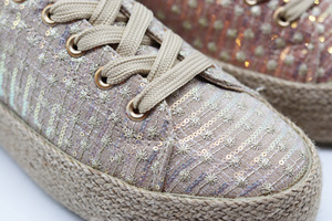 Espadrilles à plateforme brodées de paillettes avec semelle en jute tressée et fermeture à lacets, chaussures décontractées bohèmes d'été pour femmes - Product Image 4