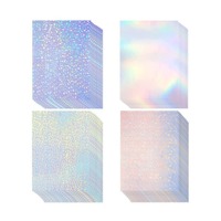 Papier autocollant en vinyle holographique transparent PVC brillant A4, faible bruit, imperméable, adhésif acrylique pour imprimante jet d'encre
