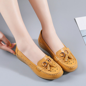 Mocassins en cuir pour femmes, chaussures décontractées à bout rond, chaussures plates pour la conduite, chaussures pour femmes - Product Image 4