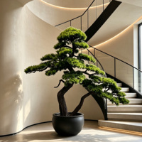 Bonsaï artificiel en aiguilles de pin courtes, arbre à feuilles persistantes moderne, faux pin en plastique, écologique et durable pour la maison, le bureau, le jardin, la terrasse