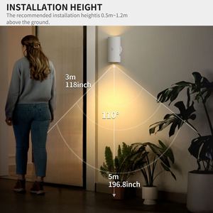 3 Mode Cylinder Magnetic USB Charging Motion and <b>Lights</b> Sensing Smart Night <b>Light</b> Warm White Wall Lamp - Product Image 3
