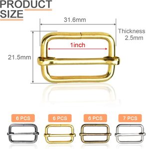 Boucles coulissantes réglables en métal rectangulaires pour colliers d'animaux, sangles et rubans – Tri-Glide - Product Image 2