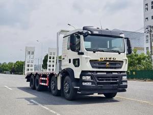 Camion à plateau HOWO 8×4 d'occasion, transporteur d'équipements lourds, chargeur bas pour machines de construction - Product Image 2