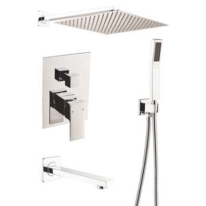 Brass Bath <strong>Mixer</strong> With Ceiling Rain <strong>Shower</strong> Head in Wall <strong>Mounted</strong> Bathroom Concealed <strong>Shower</strong> <strong>Mixer</strong> Set - Product Image 2