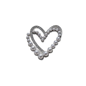Heart Shaped Pearl Rhinestone Alloy Patch Gold White Fashionable DIY <b>Bag</b> <b>Accessory</b> Decorative Jewelry For Phone Cases Clothing - Product Image 5
