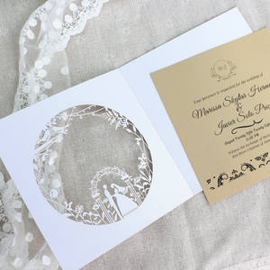 Ychon personalizado ahuecado hermosas invitaciones de boda compromiso tarjetas de invitación de boda con sobres - Product Image 6