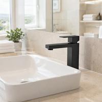 Robinet de lavabo carré cUPC à poignée unique, 1 trou, sans plomb, en SUS304, mélangeur de lavabo chromé, noir mat, or, nickel, US
