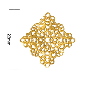 Pendentif carré en laiton ajouré de 22 mm, <span class=keywords><strong>filigrane</strong></span> creux pour la fabrication de bijoux - Product Image 1