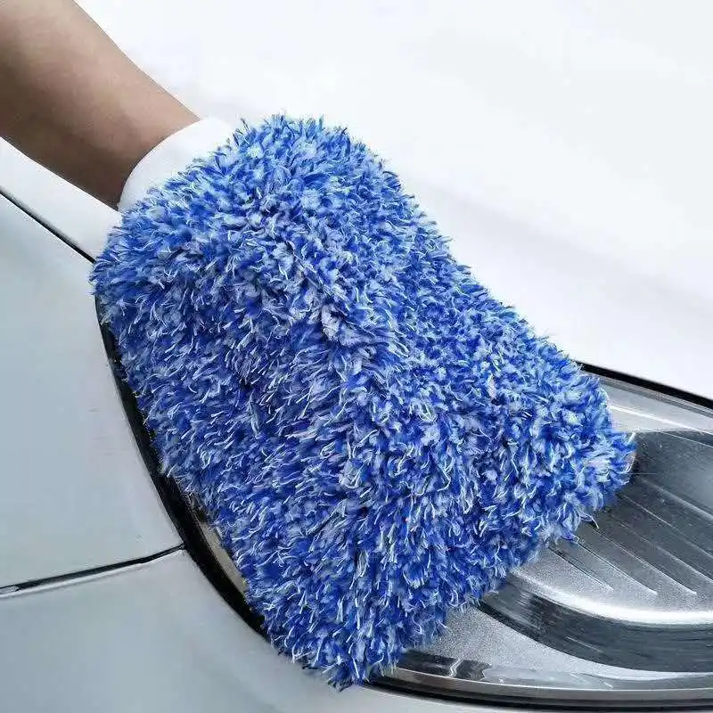 Custom Super Soft Long High Pile Microfiber Wash Mitt Detailing Car Cleaning Window Microfibre Wheel Microfiber Car Wash Glove