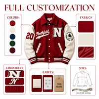 Veste universitaire personnalisée en chenille pour homme, veste de baseball en jacquard, mélange de laine, manches et col en cuir, veste Letterman personnalisée OEM
