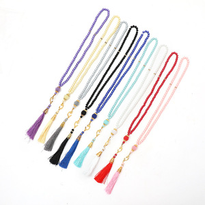 Rosario de Perlas de Vidrio de 6mm, 99 Piezas, Collar <span class=keywords><strong>Tasbih</strong></span> Musulmán, Collar de Rosario con Borla Religiosa Islámica, Venta al Por Mayor - Product Image 2